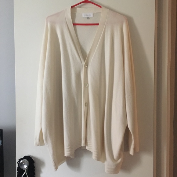 ESKANDAR 100% Cashmere Ivory Oversized V Neck Cardigan One Size - Picture 1 of 6